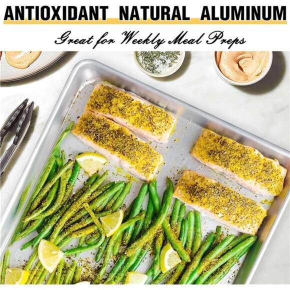 Commercial Quality Baking Sheet Pan Set, Natural Aluminum Cookie Sheet, Nonstick - Picture 6 of 7